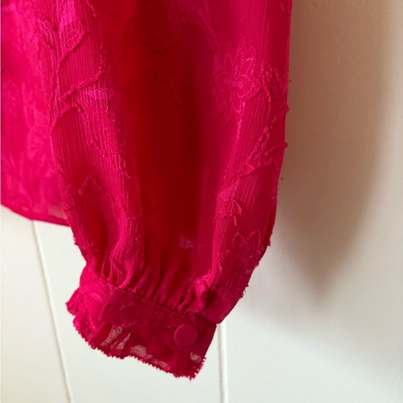 Addition Elle Pink Puff Sleeve Blouse Mandarin Collar Size X (12) - Picture 5 of 7